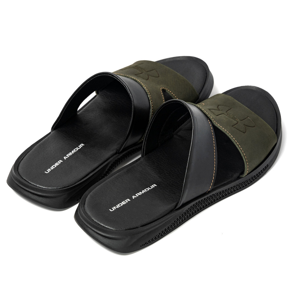 Мужские кожаные  летние шлепанцы-сланцы Under Armour Киев - изображение 4