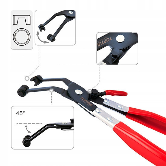 Клещи для хомутов TOPTUL изогнутые на 45° JDAM039C Харків - зображення 3