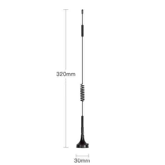 Антенна 680-2700 МГц 8 дБ, до 30 Вт, 2G 3G 4G LTE, 32 см, RG 174 3 м, SMA-male (штырь), на магнитном Дніпро