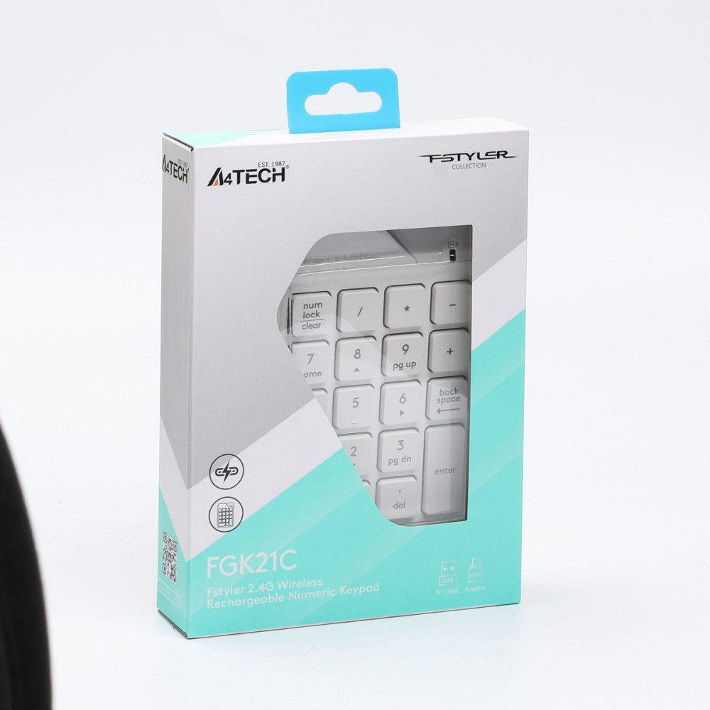 Клавиатура компьютерная безпроводная цифровой блок A4Tech Fstyler Numpad FGK21C(White) белая Київ - зображення 9