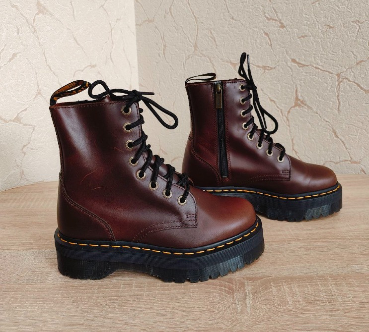 Ботинки Dr. Martens Vegan Jadon Ii Cherry Red Oxford Rub Off 39р/27 см Роздільна - зображення 6
