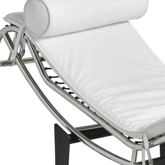 Шезлонг Лекор шкірозамінник, нержавіюча сталь, білий Дніпро