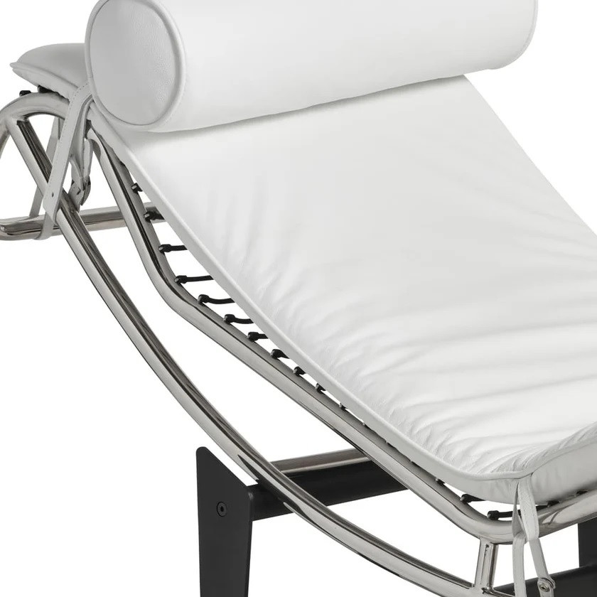 Шезлонг Лекор шкірозамінник, нержавіюча сталь, білий Дніпро - зображення 3