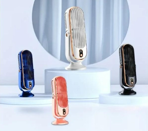 Портативний двомоторний USB-вентилятор із LED-дисплеєм, 5 швидкостей, до 5 годин роботи Київ - зображення 4