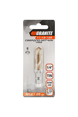 Сверло-метчик GRANITE HSS M12х1.25 мм DIN338 11-12-125 Харків - зображення 4