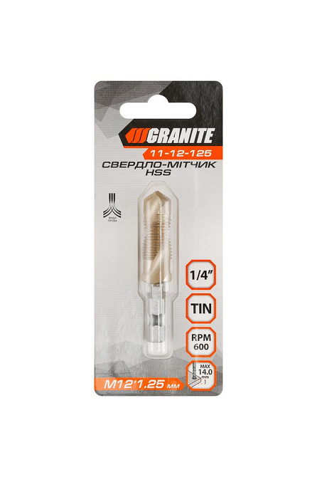 Сверло-метчик GRANITE HSS M12х1.25 мм DIN338 11-12-125 Харьков - изображение 4