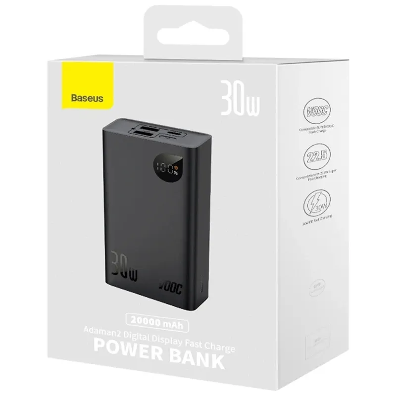 Портативное ЗУ Power Bank Baseus Adaman2 Digital Display 30W VOOС OS 20000 mAh (PPAD050101) Херсон - изображение 6