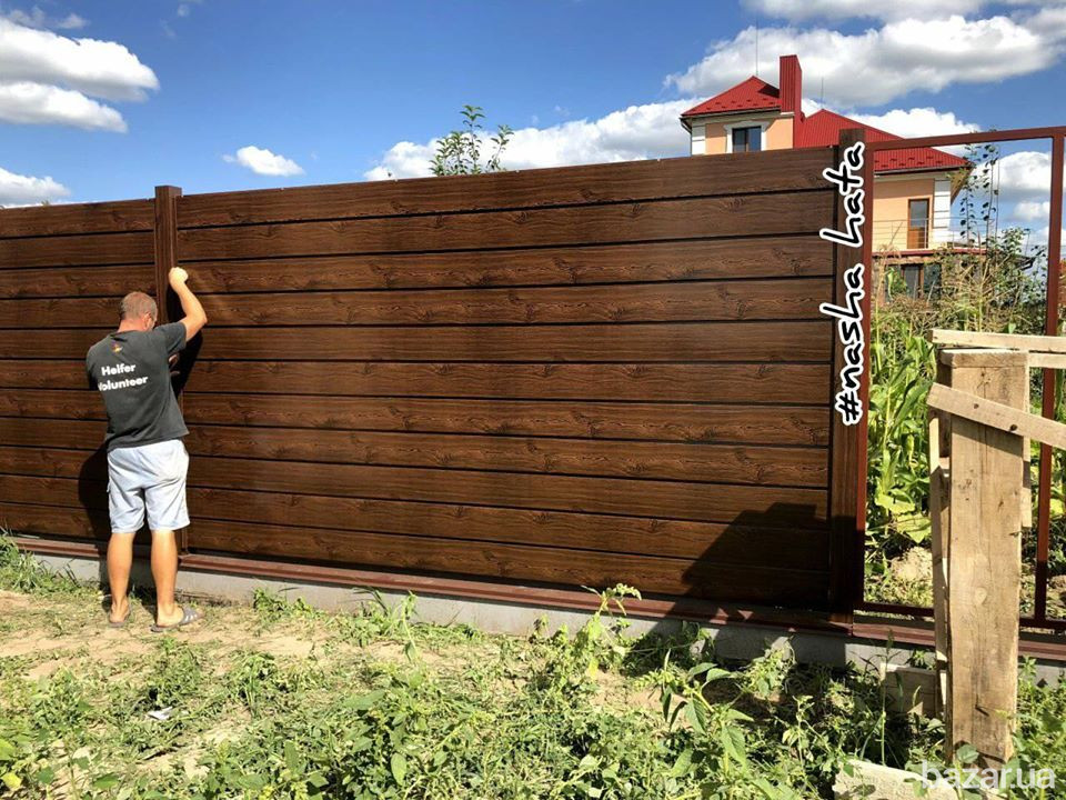 Купити металевий паркан сайдинг, забор профнастил під дерево,камень,євроштахетник будь-якого коліру. Львів - зображення 4