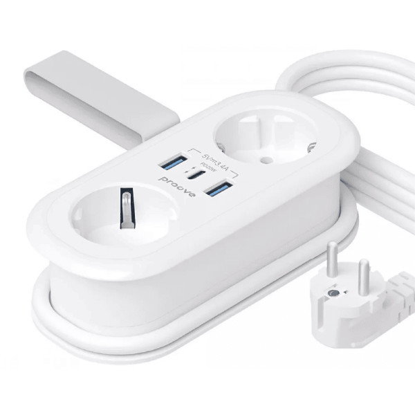 Фільтр живлення Proove Supercoil 20W (2xAC + Type-C + 2xSB) 1.5m White (PSPS25002102) Харків - зображення 4