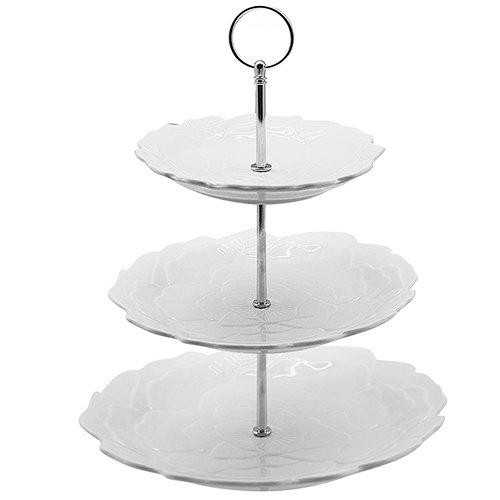 Конфетница фруктовница трёхъярусная Rose Stenson белая MC2657 Одеса - зображення 1