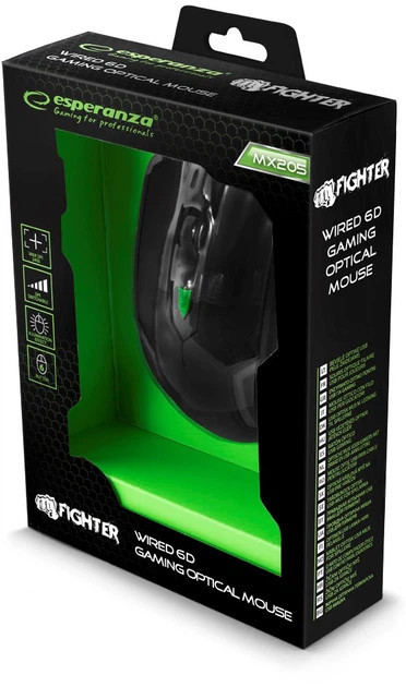 Мышь компьютерная проводная Esperanza MX205 Fighter Green EGM205G зеленая Киев - изображение 4