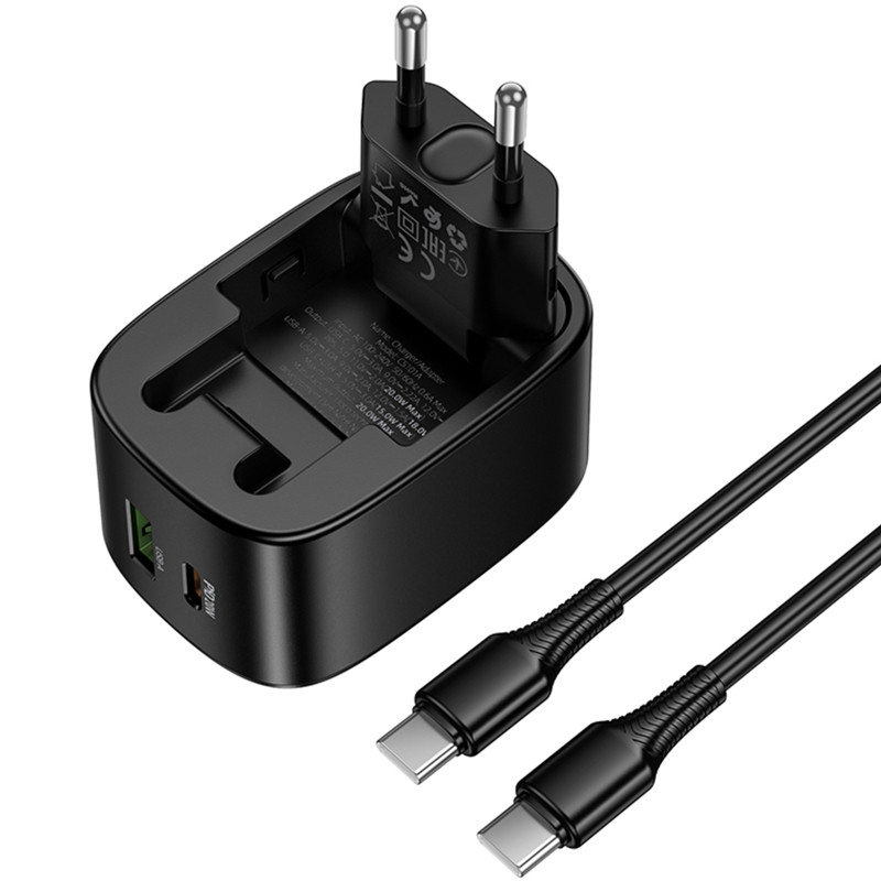 Уценка СЗУ Hoco CS102A Folding PD30W+QC3.0 (1USB-A/1C) + кабель Type-C to Type-C Херсон - изображение 3