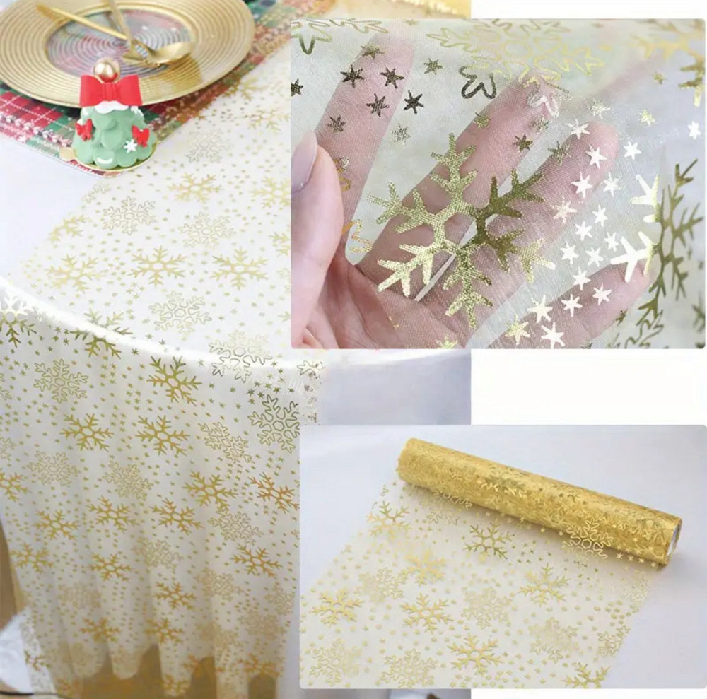 Дорожка сервировочная Leeseph Снежинки Gold 28*275 см Одеса - зображення 12
