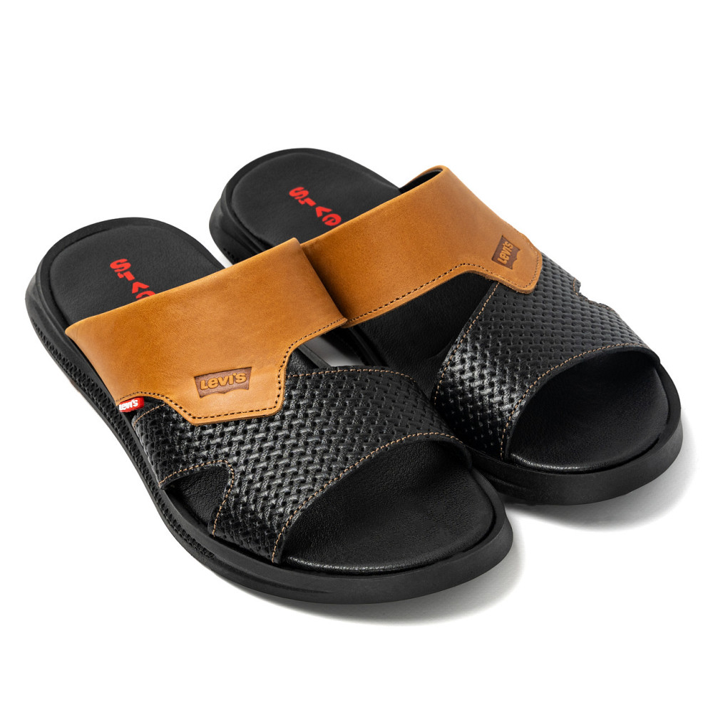 Мужские кожаные  летние шлепанцы-сланцы Levis Київ - зображення 3