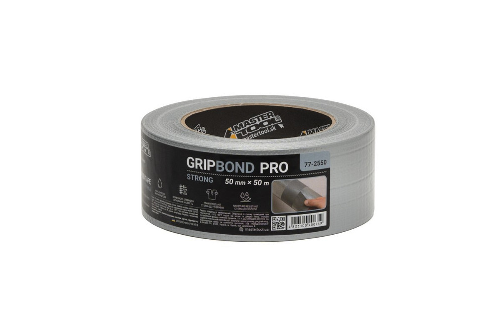 Лента армированная MASTERTOOL GripBond Pro Strong t 70°C 50 мм×50 м серая 77-2550 Харків - зображення 2
