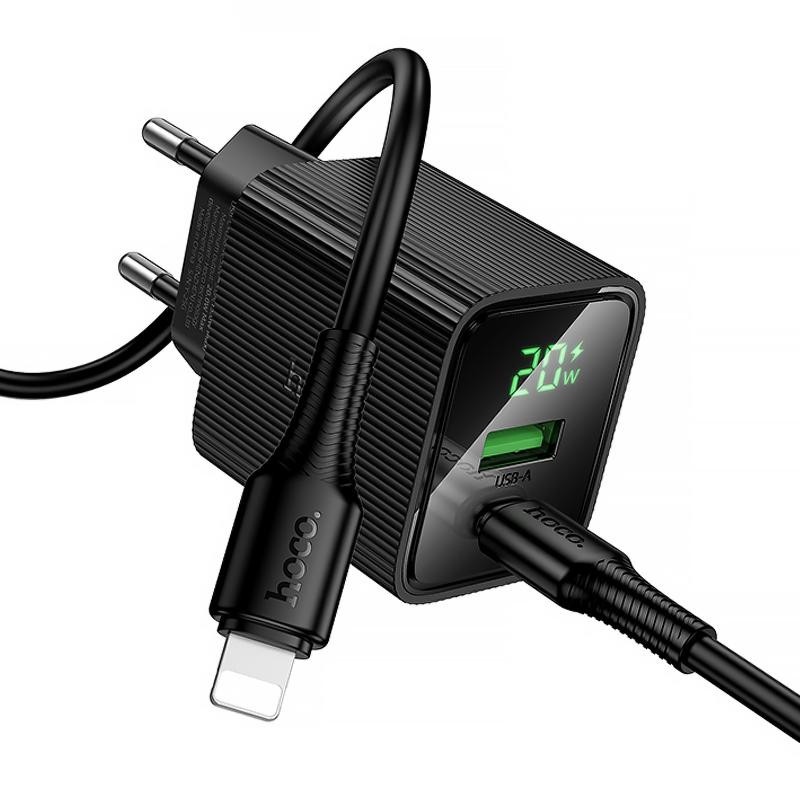 СЗУ Hoco CS83A Excellent with digital display PD20W+QC3.0 (1USB-A/1C) + кабель Type-C to Lightning Херсон - изображение 3