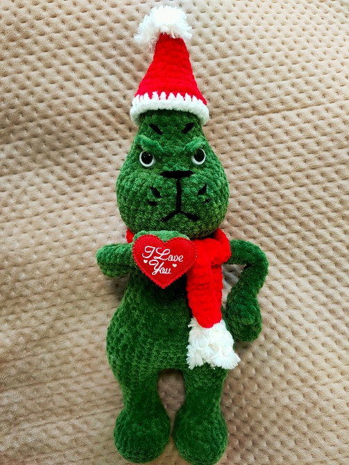 Іграшка Грінч викрадач Різдва м'яка в'язана 36 см мультфільм новорічна handmade ручна робота Нововолинськ - зображення 1