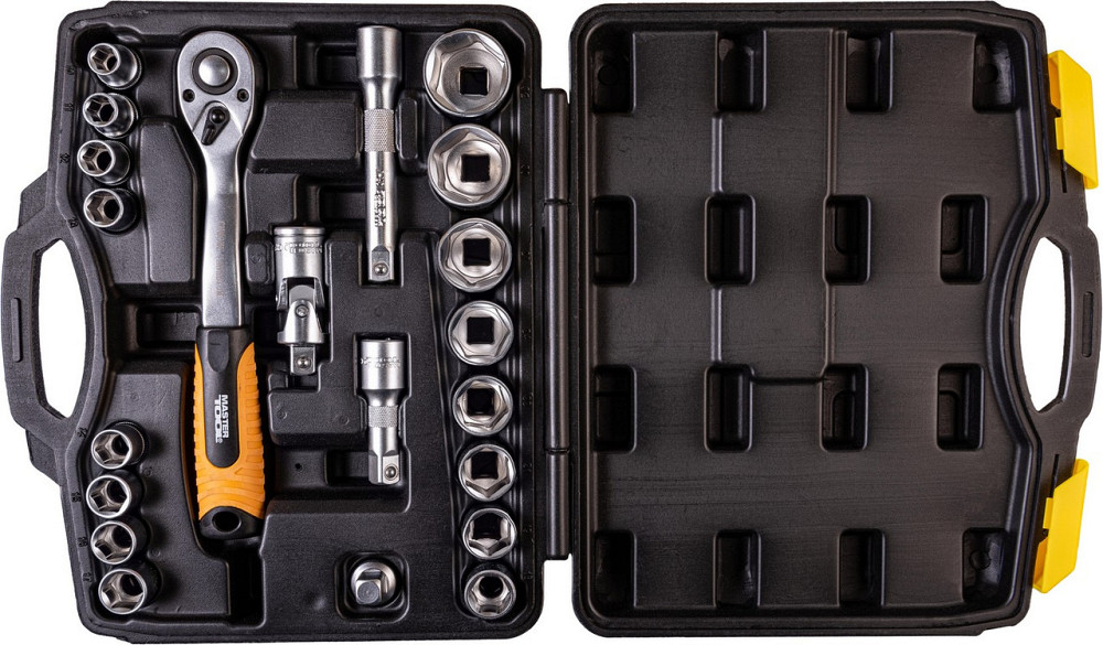 Набор инструментов MASTERTOOL PROFI ½" 21 шт 10-32 мм CrV50BV30 противоударный кейс 78-4021-PF Харків - зображення 3