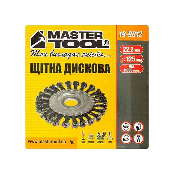 Щетка дисковая MASTERTOOL из плетеной проволоки Ø 125х22.2 мм 19-9012 Харьков