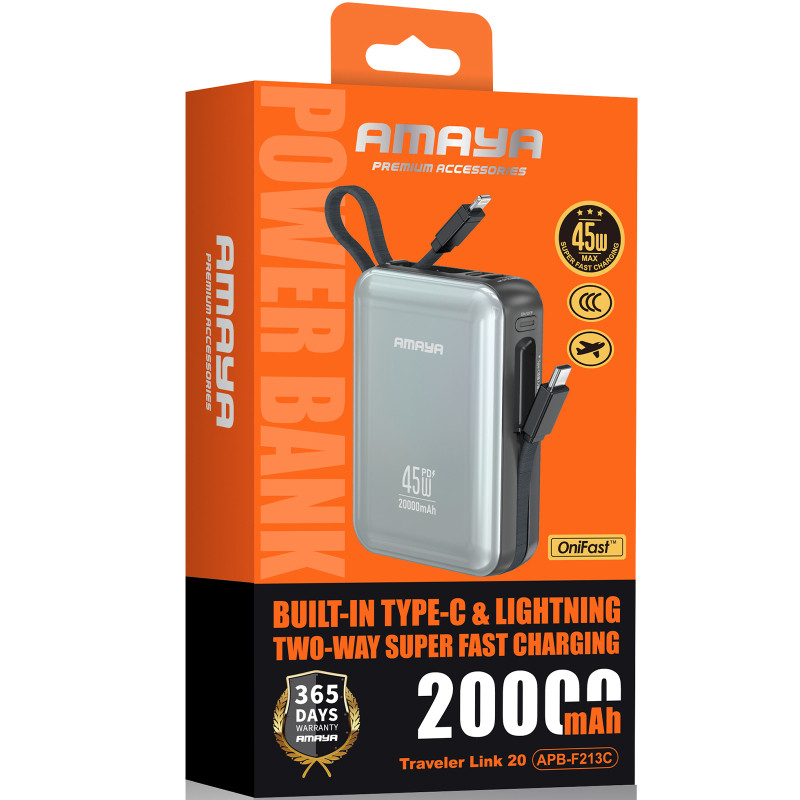 Портативное ЗУ Power Bank Amaya F213C PD45W with cable 20000 mAh Херсон - изображение 2