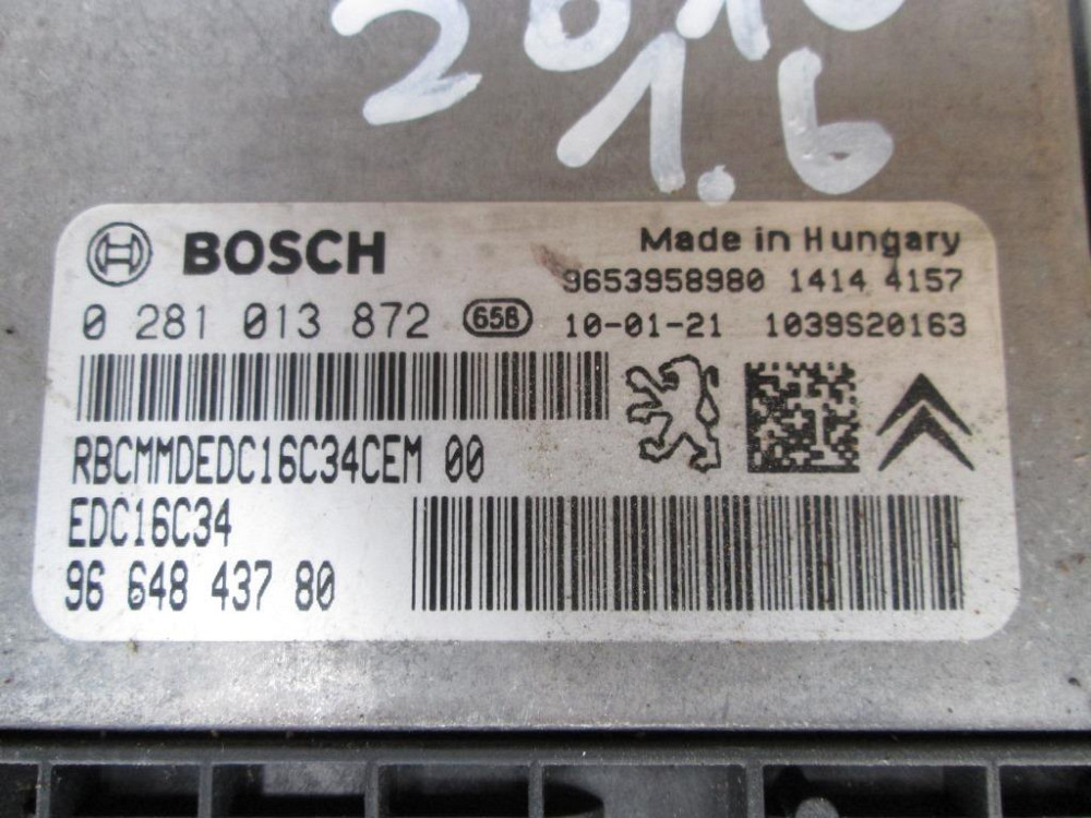 Блок управления двигателем Citroen Berlingo 1.6 hdi 2008-2015 (0281013872) Ковель - изображение 5