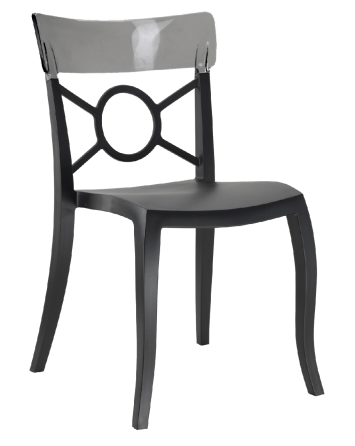 Стул Papatya Opera-S сиденье черное, верх прозрачно-дымчатый Киев