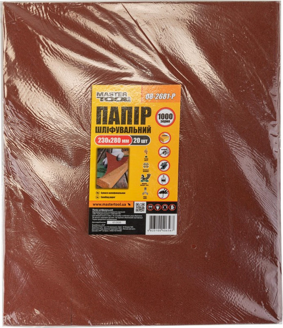 Бумага шлифовальная водостойкая MASTERTOOL Р1000 230 × 280 мм 20 шт 08-2681-Р Харьков - изображение 2