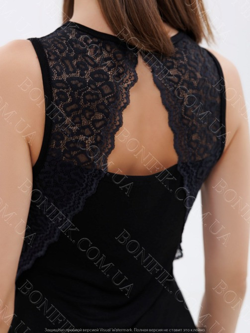 Женская чёрная ночная сорочка с кружевом на широкой бретели "Amour" (60047) (арт. 1669) Кривой Рог - изображение 3