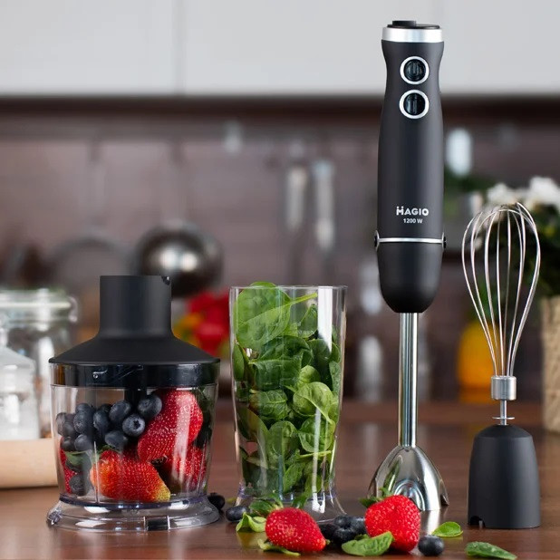 Блендер погружной Magio MG-655 1200 Вт черный Київ - зображення 1