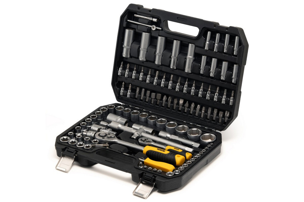 Набор инструментов MASTERTOOL ¼"&½" 108 шт 4-14 мм 10-32 мм CrV кейс с металлическими замками 78-510 Харьков - изображение 1