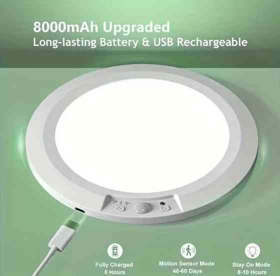 Розумний LED стельовий світильник з пультом, датчиком руху та акумулятором 8000 мА·год Київ