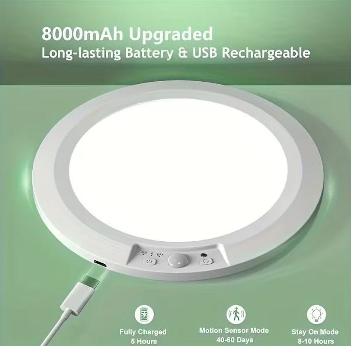 Розумний LED стельовий світильник з пультом, датчиком руху та акумулятором 8000 мА·год Київ - зображення 4