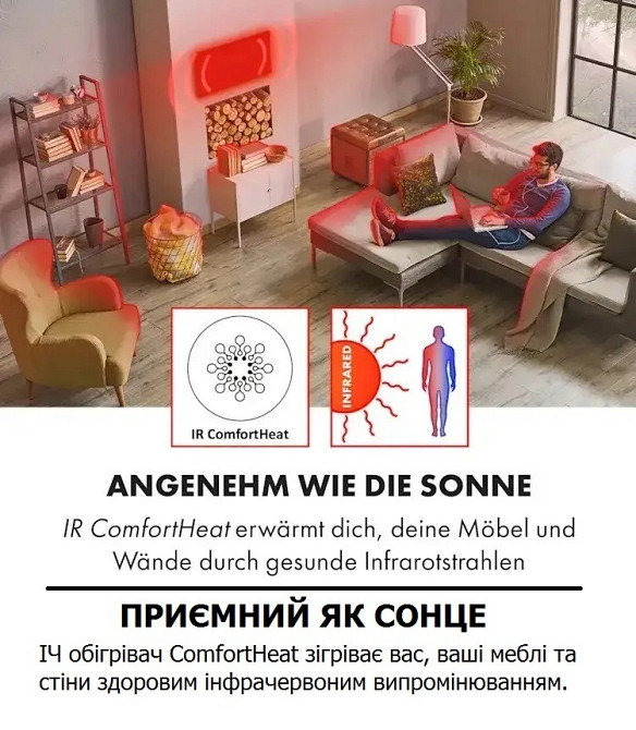 Інфрачервоний обігрівач Klarstein Wonderwall Air Art Kiss 600W Косов - изображение 5