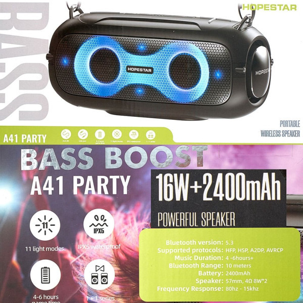 Колонка Bluetooth Hopestar A41 Party Black Харків - зображення 3