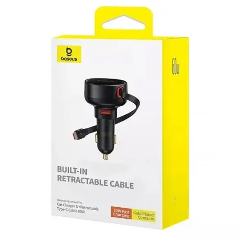 АЗУ Baseus Enjoyment Pro PD60W with retractable cables (1USB-A/1C/1L) (C00057802111) Херсон - зображення 2