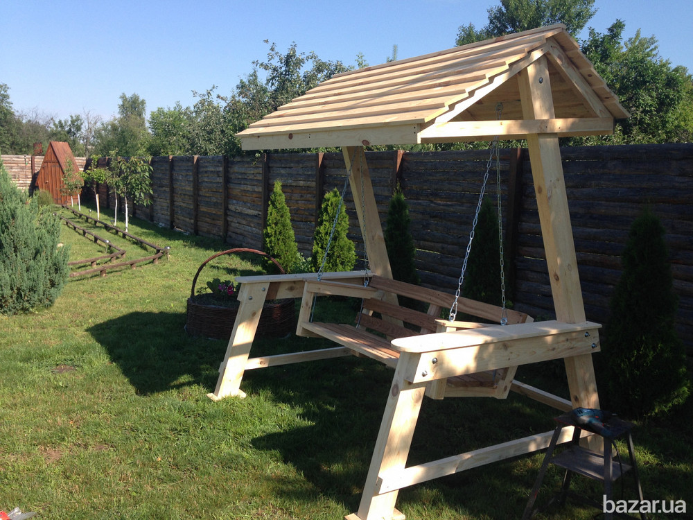 Гойдалка садова. Деревянная садовая качель. Гойдалка. Садовая гойдалка. Дачная гойдалка. Киев - изображение 4