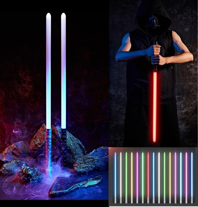 СВЕТОВОЙ МЕЧ-ПОСОХ МЕТАЛЛИЧЕСКИЙ 2-в-1 — 14 RGB-цветов, реалистичные звуки, дуэльный дизайн Київ - зображення 11