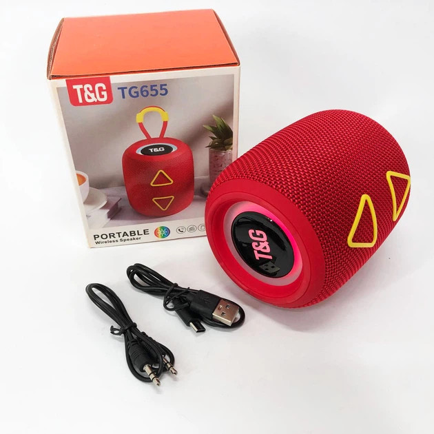 Колонка портативная Bluetooth T&G TG655 red красная Київ - зображення 8