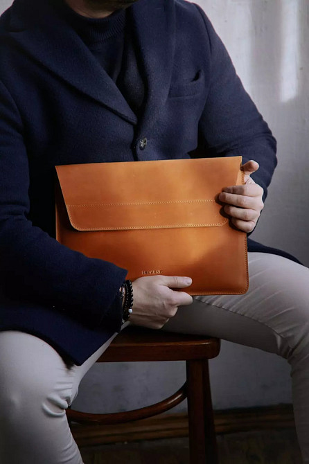 Чехол для ноутбука винтажный Incarne Line MacBook Pro 14" 2021-2025 line-cognac-vintage-pro-14 конья Київ - зображення 6