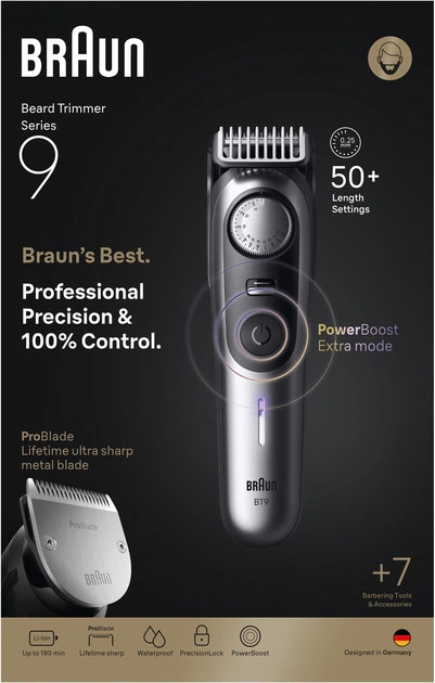 Триммер универсальный Braun Beard Trimmer Series 9 BT9520 4 Вт черный Київ - зображення 8