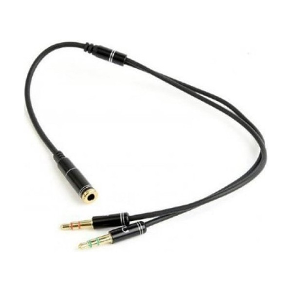 Аудіо-кабель Cablexpert 3.5 mm 4-pin-2x3.5 mm stereo, 0.2 м, Black (CCA-418M) (Код товару:19989) Харків - зображення 1