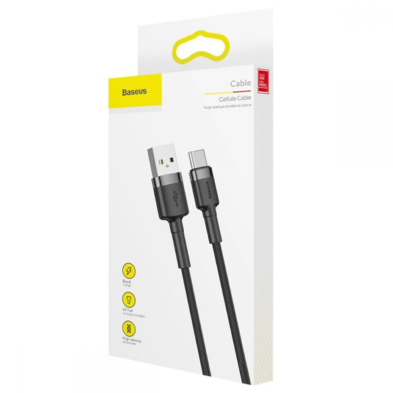 Дата кабель Baseus Cafule Type-C Cable 3A (1m) (CATKLF-B) Херсон - зображення 5