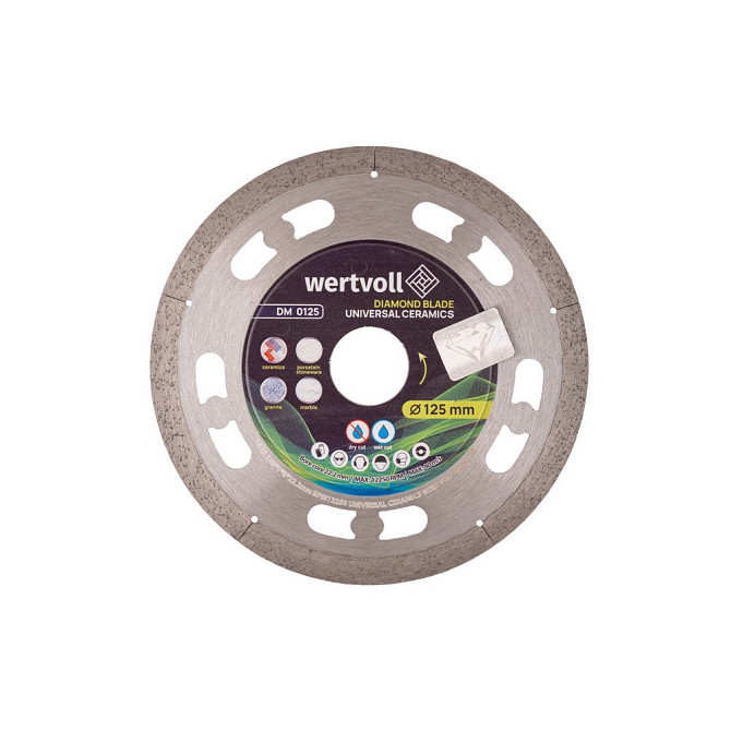 Диск алмазный для керамики WERTVOLL UNIVERSAL CERAMICS 125х1 мм 24% высота алмазного слоя 8 мм адапт Харків - зображення 1