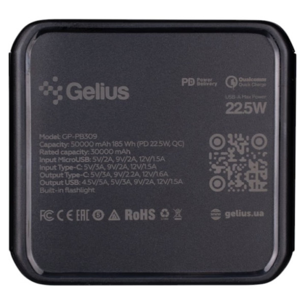Power Bank Gelius Gross GP-PB309 50000mAh 22.5W Black Харків - зображення 4