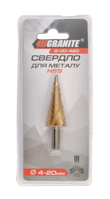Сверло для металла GRANITE ступенчатое HSS 4-20 мм 9 ступеней 6-00-420 Харьков - изображение 2