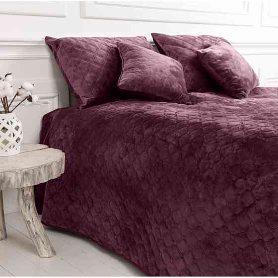 Покривало двоспальне ТЕП Velour Ромб круглий 4-00516-22869 180х240 см бордове Киев