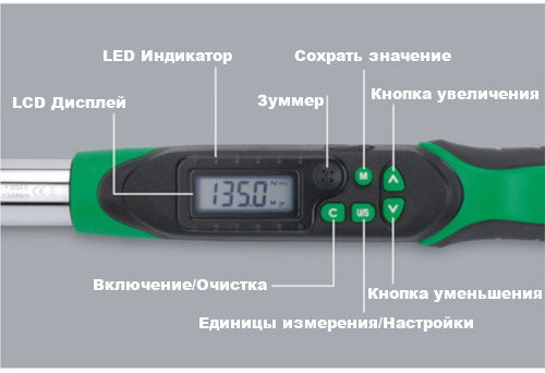 Моментный цифровой ключ TOPTUL 10-200Нм (двустороннего действия) 1/2" DT-200I4 Харків - зображення 2
