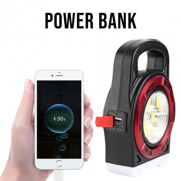 Переносний ліхтар прожектор 66 із сонячною панеллю та функцією Power Bank, ручний проже Львов - изображение 5