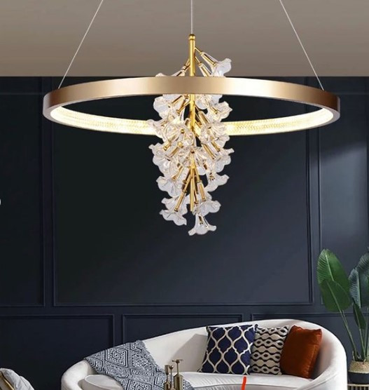 Світлодіодна стельова LED люстра D9001-600-k Золото 65-200х60х60 см. Київ - зображення 1