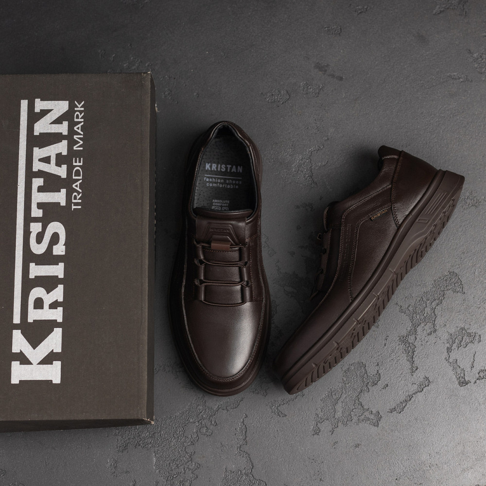 Мужские кожаные туфли Kristan dark chocolate Київ - зображення 8
